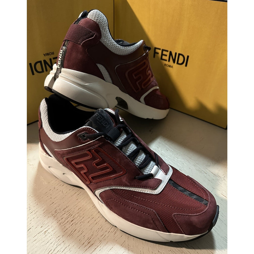 NIB $1100 Fendi Men FF Logo Athletic Sneakers Burgundy 13 US/12 UK