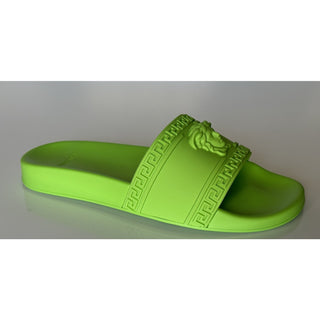 NIB Versace Medusa Head Slides Sandals Neon Green 9 US (42 Euro) DSU5883 Italy