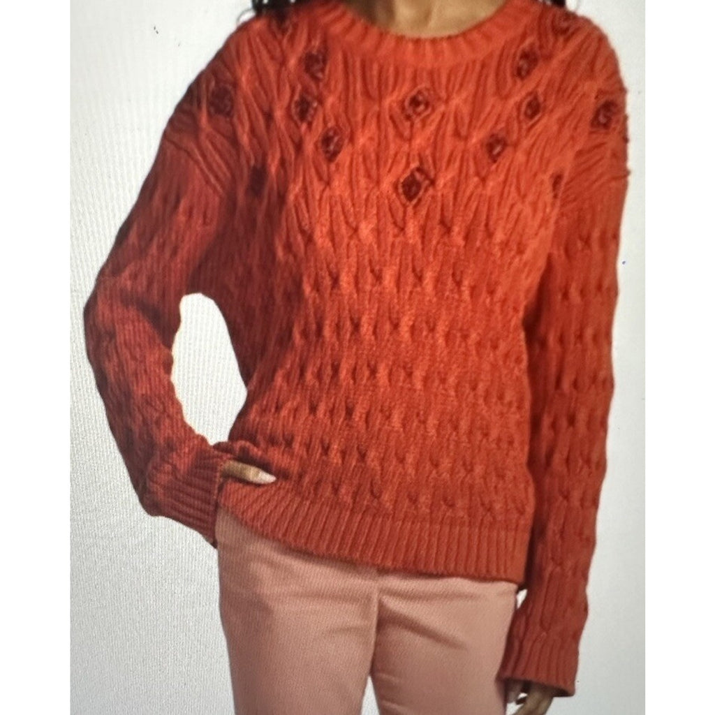 Loro Piana Women Valencia Cabled Cotton Sweater Orange Size XS Italy New $3350