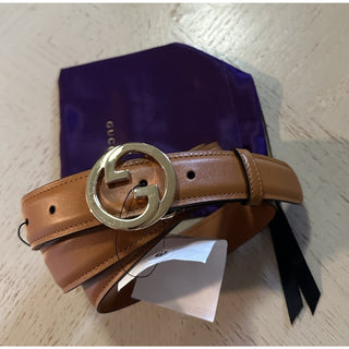 Gucci Women Leather GG Belt Brown Size 120/48 NWT 690557