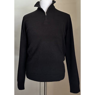 New $2095 Giorgio Armani Men Cashmere zip mock-neck sweater Black 50 Eu/M