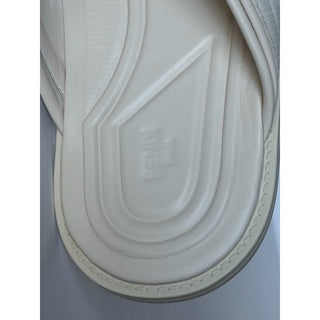 Fendi Men's FF Leather/Fabric Ivory Slide Sandals 8 US/7 UK IT 7X1548 NIB $730