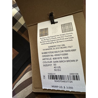 New $3550 Burberry Men Reversible Plaid Cotton Trench Coat DARK BIRCH 40 US/50 E