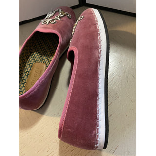 NIB $980 Gucci Mens Velvet Loafers Shoes Pink 7.5 US / 6.5 UK Italy