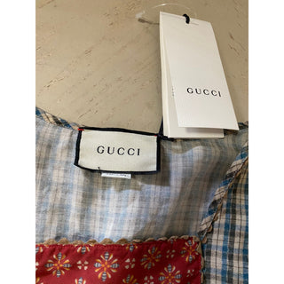 New $1200 Gucci Country Check Shirt Blue/Red/Green Size 46 Eu Italy
