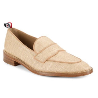 NIB $850 Thom Browne Men Textured Penny Loafers Shoes Natural 9 US/42 EU Italy