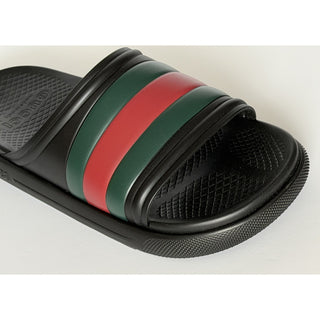 Gucci Men’s Rubber Black/Green/Red Sandals 10.5 US (10 Gucci) Italy 780286 NIB