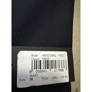 Giorgio Armani Men Logo Print Dress Shirt Navy Size 38/15 New $1195 Italy
