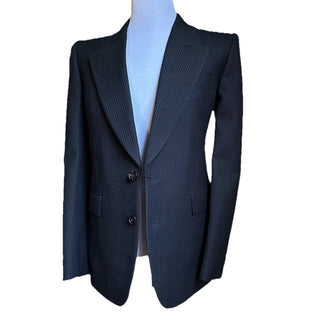 NWT $4470 Saint Laurent Men Wool Suit Black Striped 44 US/54 Eu Italy