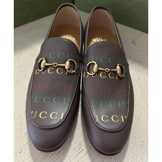 New $1270 Gucci Mens Leather Moccasin Loafers Shoes chocolate brown 8 US/7 UK