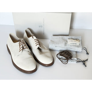 Brunello Cucinelli Men’s Suede Derby Shoes Cream 10 US (43 Euro) Italy NIB $1395