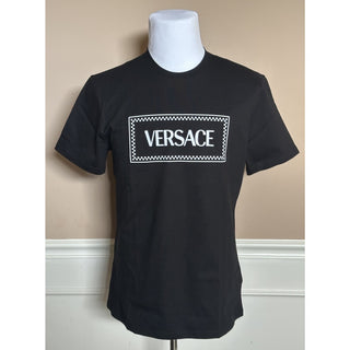 Versace Black Embroidered 90s Vintage Logo T-Shirt 6 (42) 1011882 NWT $750
