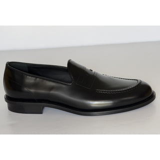 Fendi FF Penny Loafers Black Calf Leather Men 10 US (9 Fendi) 7D1645 NIB $1050