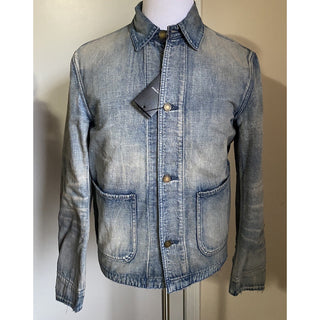New $1650 Saint Laurent Men Fifties Denim Jacket Sun Dirty Blue XL