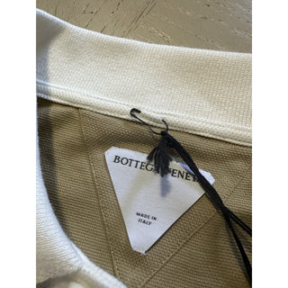 Bottega Veneta Men Cotton Piquet Polo Shirt White/Yellow/Brown Size M New $700