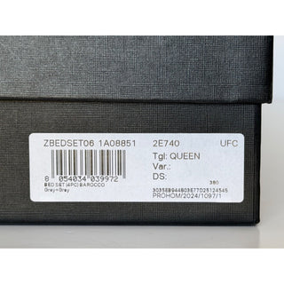 Versace Home Barocco QUEEN 4 Piece Bed Sheet Set Gray/Black Italy ZBEDSET06 NIB