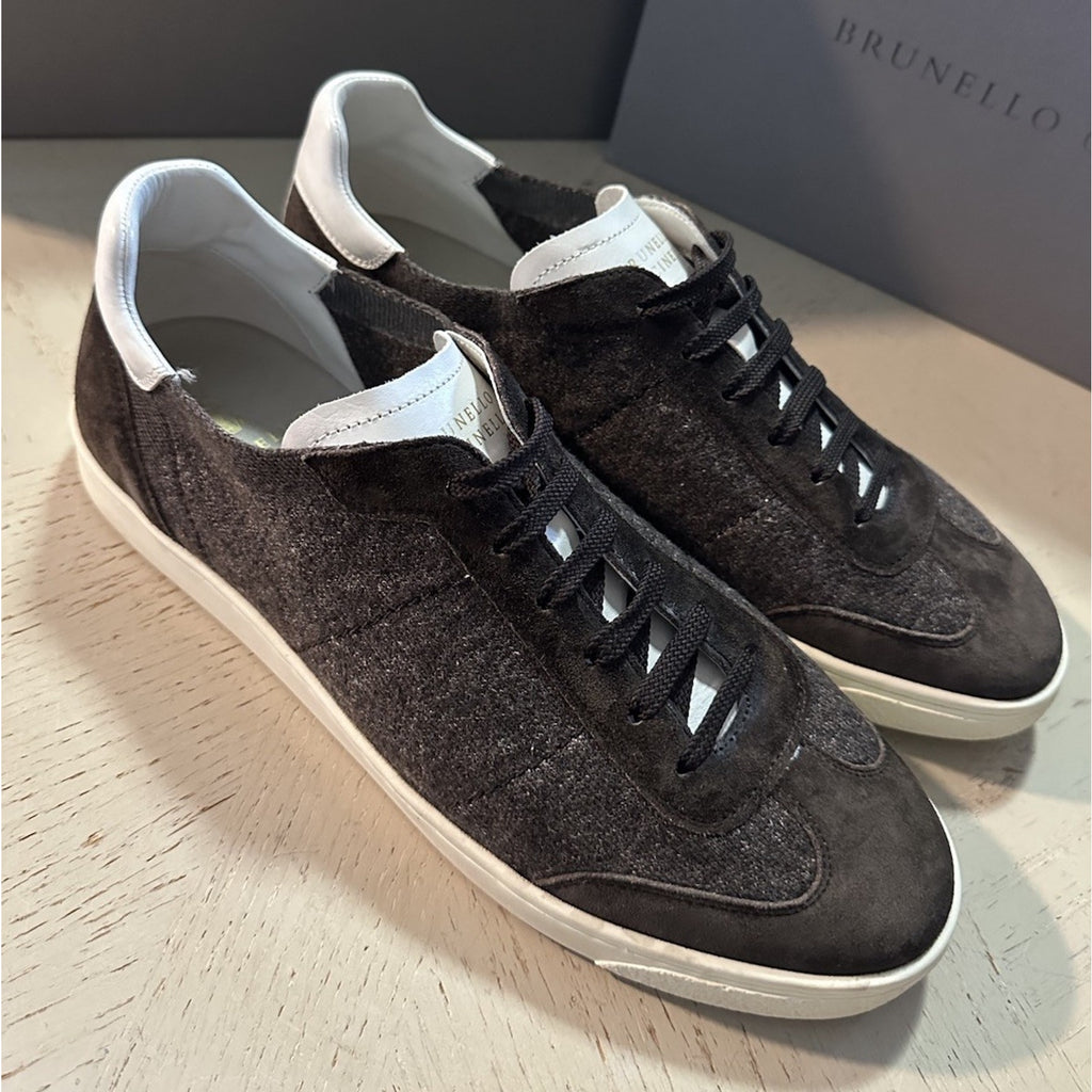NIB $1200 Brunello Cucinelli Men’s Sneakers Shoes DK Brown 12 US/45 Eu