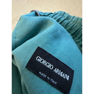 Giorgio Armani Men Linen Drawstring Bermuda Short Pants Green 40/56 NWT $875
