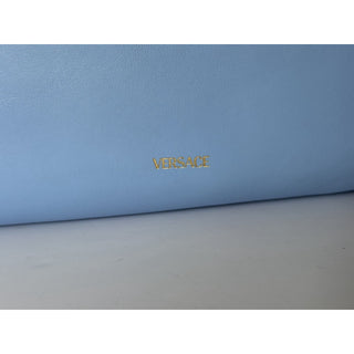 Versace La Medusa Leather Tote Bag Blue with Gold Medusa 1020004 1A14675 NWT