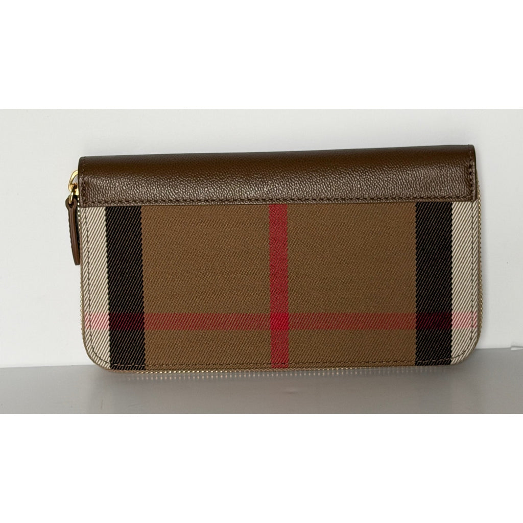 Burberry Large Zip Around House Check Wallet Chestnut Earth 8084515 NWT $640