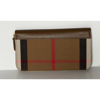 Burberry Large Zip Around House Check Wallet Chestnut Earth 8084515 NWT $640