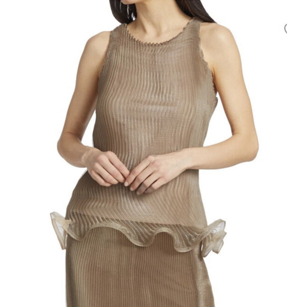 New $2385 GIVENCHY Flared Hem Organza Top Color: PALE GOLDEN One Size Italy