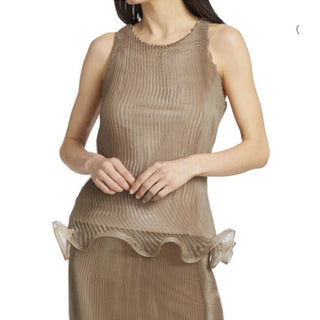 New $2385 GIVENCHY Flared Hem Organza Top Color: PALE GOLDEN One Size Italy