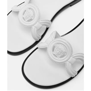 Versace Medusa Leather Mule Slides Porcelain White Women 10 US (40) 1018364 NIB