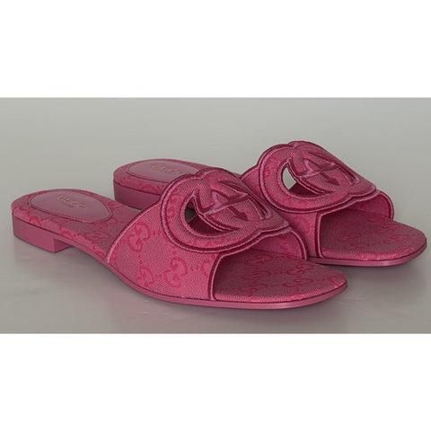 Gucci Interlocking G Pink Sandals 8 US (38 Euro) Italy 790447 NIB