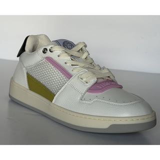 Versace Leather Mesh Sneakers White Pink Acid Green 10 US 40 Euro) 1023442 NIB