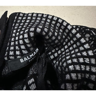 New $3050 Balmain Patterned-Knit Body-Con Minidress Black 44/12 Italy
