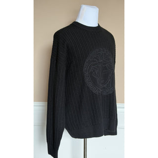 Versace Medusa Embroidered Knit Sweater Black 56 US (66 Eu) 1018402 IT NWT $1620
