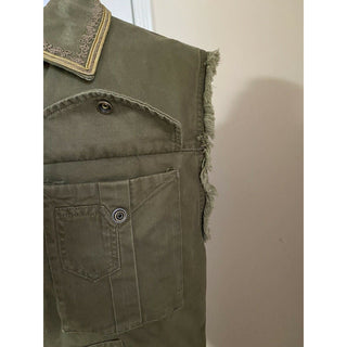 New $2290 Saint Laurent Vest Gilet Kaki/Green L ( 42 US/52 Eu ) Italy