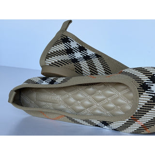 Burberry Baby Check Knit Ballet Flats Sand Beige 9 US (39) IT 8099057 NWT $655