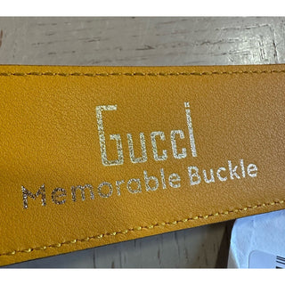 New $920 Gucci Mens Leather Memorable Buckle Belt Blue/Brown 100/40 709954
