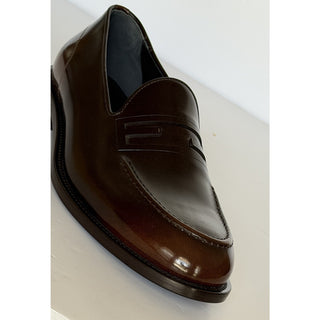 Fendi FF Penny Loafers Brown Calf Leather Men 10 US (9 Fendi) 7D1645 NIB $1250
