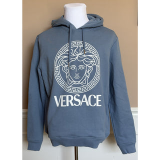 Versace Medusa Print Bluw Cotton Sweatshirt with Hoodie XL 1011853 NWT $950