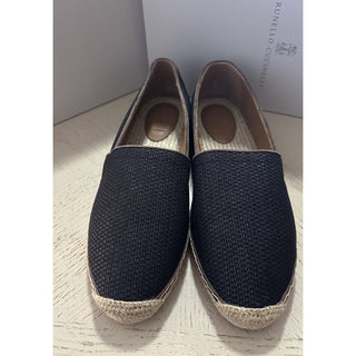 NIB Brunello Cucinelli Men Raffia Espadrille Loafers Shoes Black 12 US/45 EU