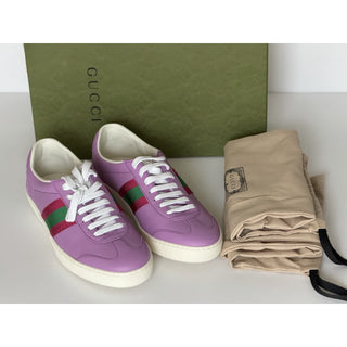 Gucci Women’s Web Leather Sneakers Wisteria Purple Pink 7.5 US (37.5) 858533 NIB