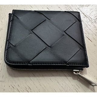 New $520 Bottega Veneta Mens Zip Wallet Black 580283 Italy
