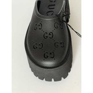 Gucci GG Monogram Rubber Platform Mule Slides Black 10 US (40 Euro) 663577 NWT