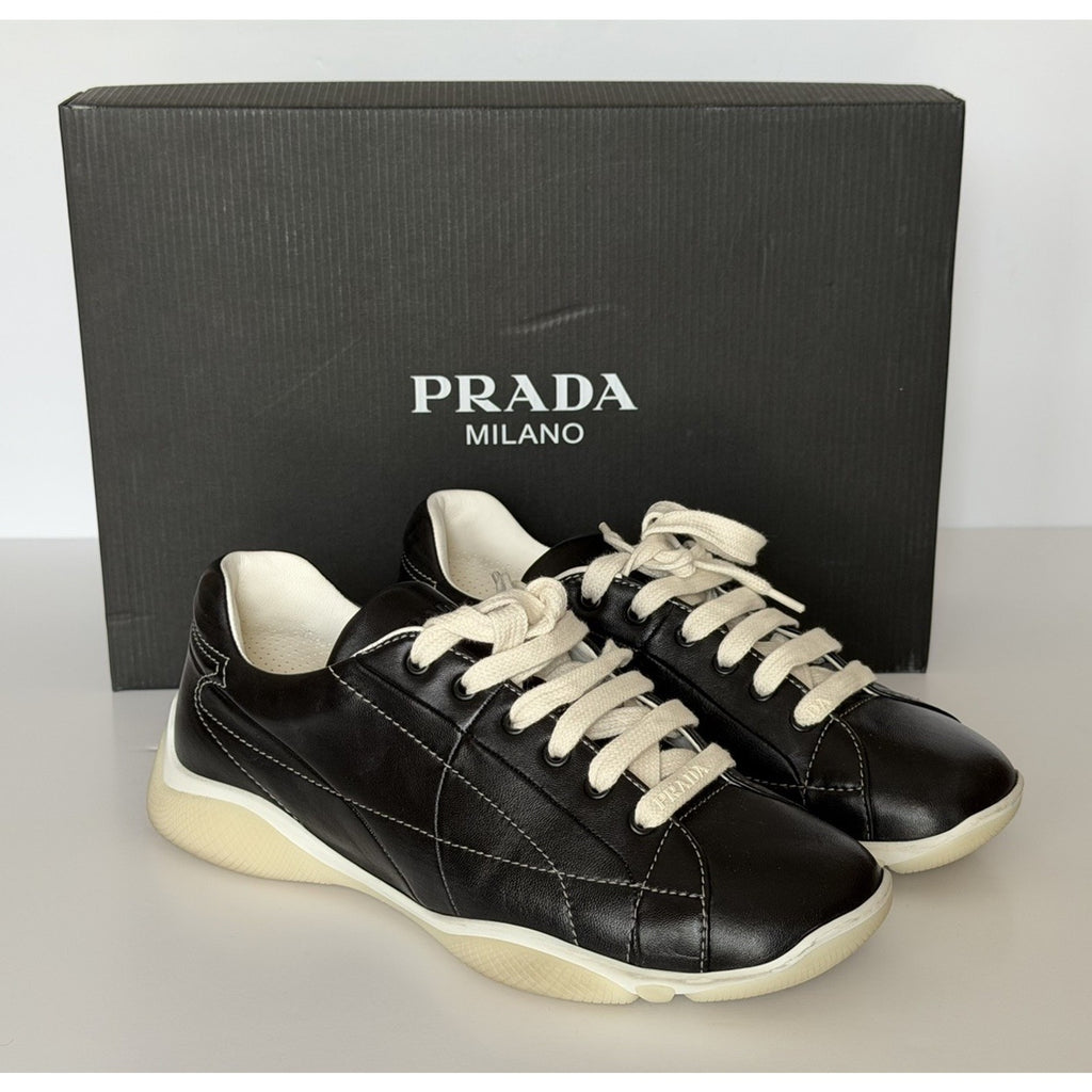 Prada Men's Black Nappa Leather Soft Sneakers 9 US (8 Prada) 2EE429