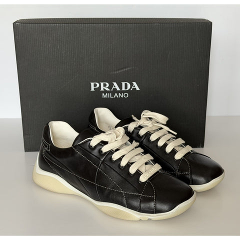 Prada Men's Black Nappa Leather Soft Sneakers 9 US (8 Prada) 2EE429