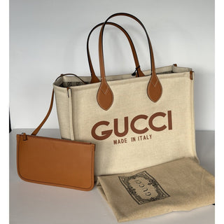 Gucci Lido Large Reversible Canvas Tote Bag Beige/Brown GG Supreme 772176 IT NWT