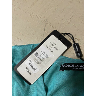 New $775 Dolce&Gabbana Squareneck Knit Top Blouse Turquoise 44/10