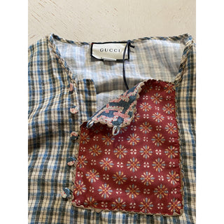 New $1200 Gucci Country Check Shirt Blue/Red/Green Size 46 Eu Italy