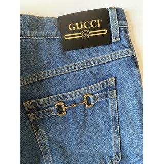 Gucci 80s Fit Horsebit Jeans Women’s Size 33 Blue Denim Made in Italy 666841 NWT