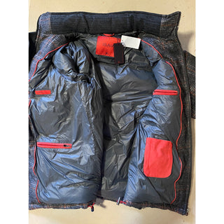New $3250 Isaia Glen Plaid Puffer Jacket Vest Coat Charcoal 42 US/52 Eu Italy