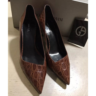 NIB $2995 Giorgio Armani Women Caiman Leather Shoes Burgundy 9 US ( 39 Eu )