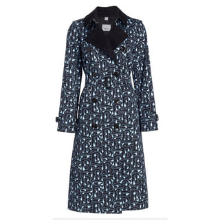 Burberry Women BT Waterloo Gabardine Trench Coat Black/Blue 8US/42 It New $2890